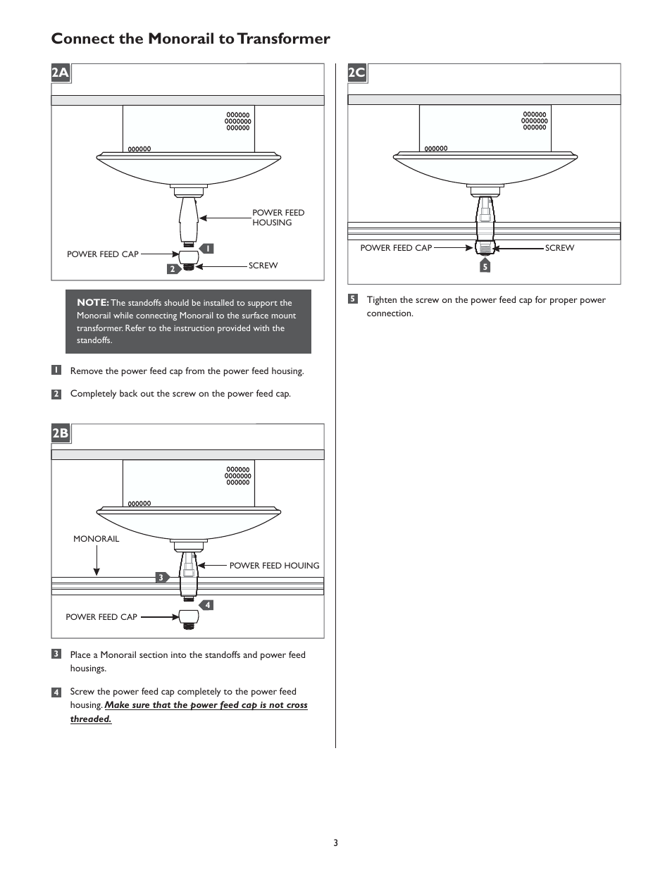 Connect the monorail to transformer | LBL Lighting MO Direct Feed Surf Elec Xfmr 300 w 120v/12v User Manual | Page 3 / 4