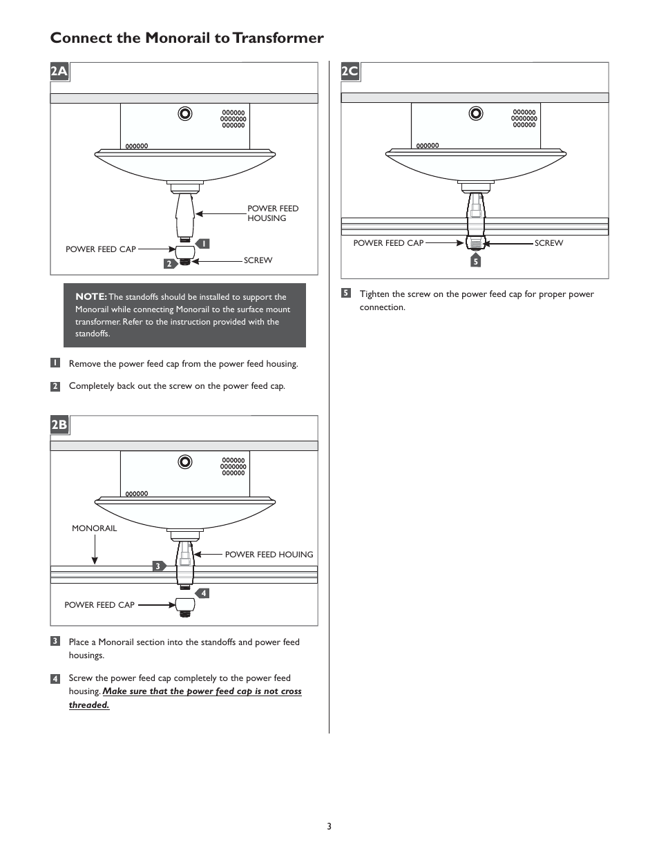 Connect the monorail to transformer | LBL Lighting MO Direct Feed Surf Mag Xfmr 150w 120v/12v User Manual | Page 3 / 4