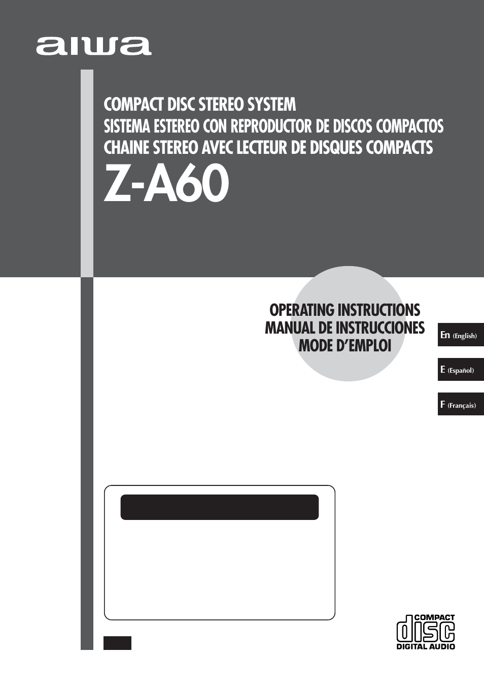 Aiwa DINA Z-A60 User Manual | 20 pages