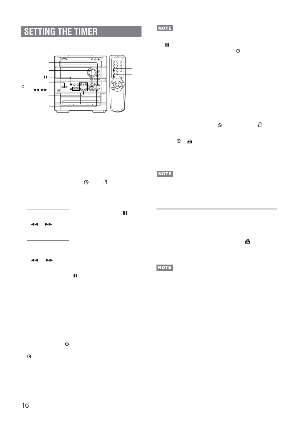 Setting the timer, Timer recording | Aiwa DINA Z-A60 User Manual | Page 16 / 20