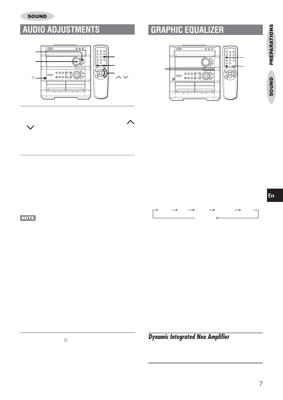 Audio adjustments, Graphic equalizer, Dynamic integrated neo amplifier | Volume control, Super t-bass system | Aiwa DINA Z-A60 User Manual | Page 7 / 20
