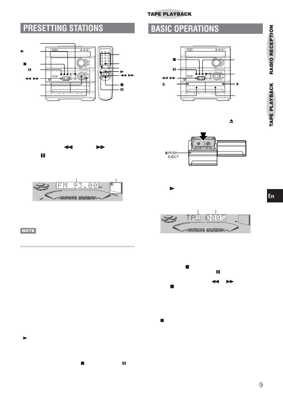 Presetting stations, Basic operations, Preset number tuning | Aiwa DINA Z-A60 User Manual | Page 9 / 20