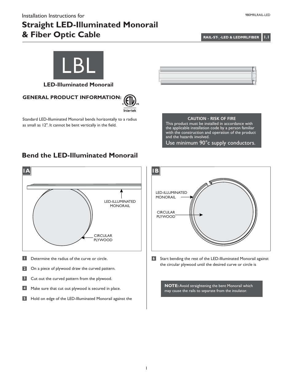 LBL Lighting LED Illum MO Rail User Manual | 2 pages