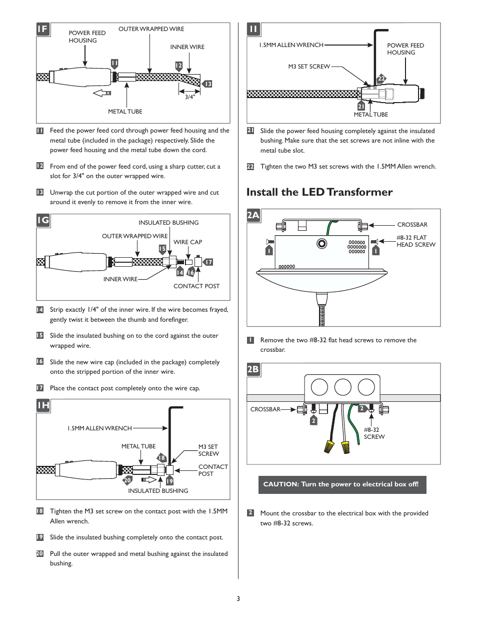 Install the led transformer, 1a 1f 1a 1g, 1a 1h | 1a 1i, 1a 2a 1a 2b | LBL Lighting LED Illum MO Surf Mag Xfmr 150w 120v/12v User Manual | Page 3 / 4