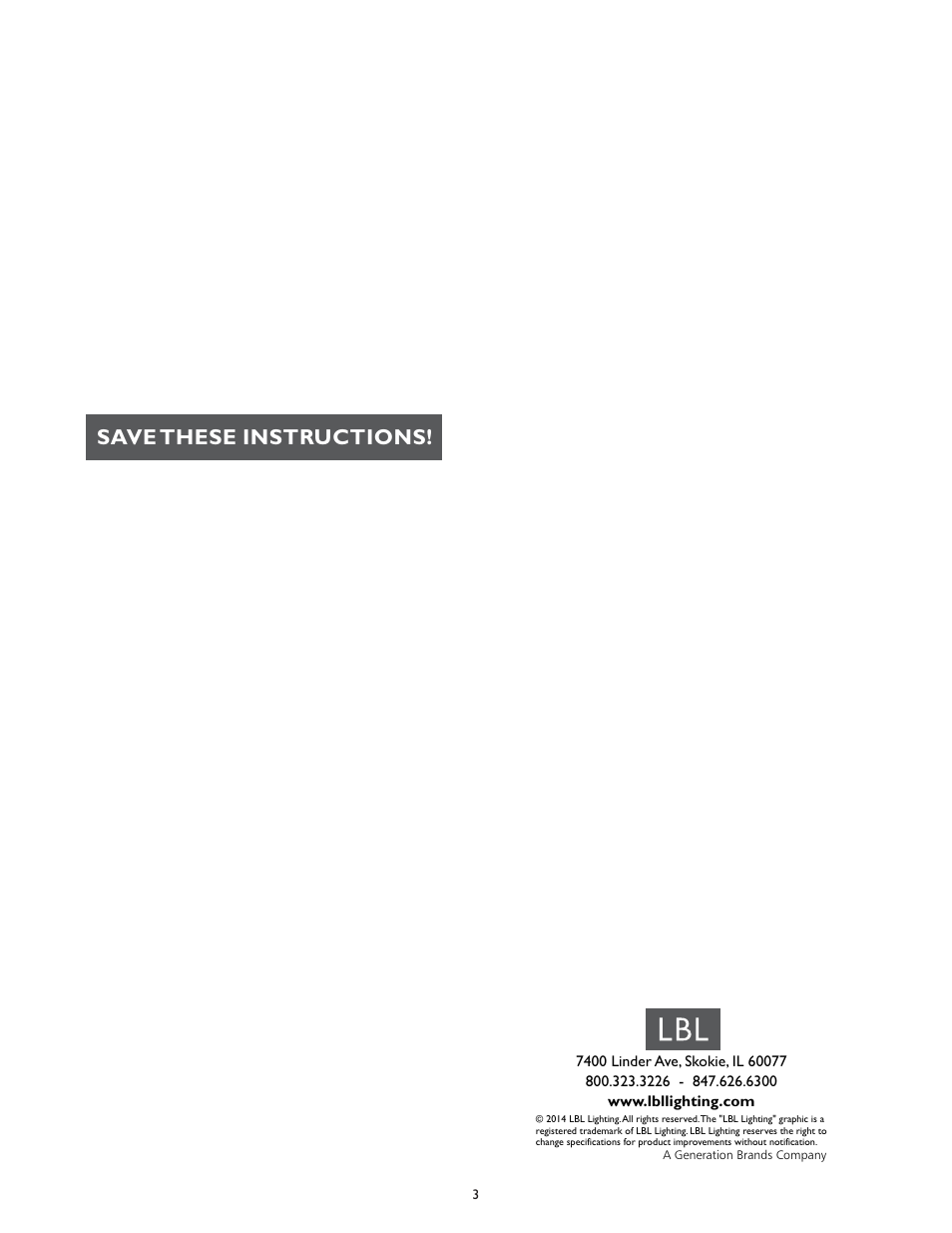 Save these instructions | LBL Lighting MO Adjustable Vertical Connector User Manual | Page 4 / 4