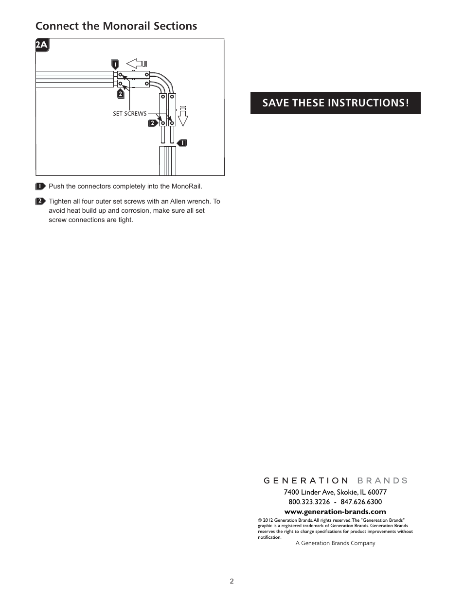 Save these instructions, 1a 2a | LBL Lighting MO Curve User Manual | Page 2 / 2