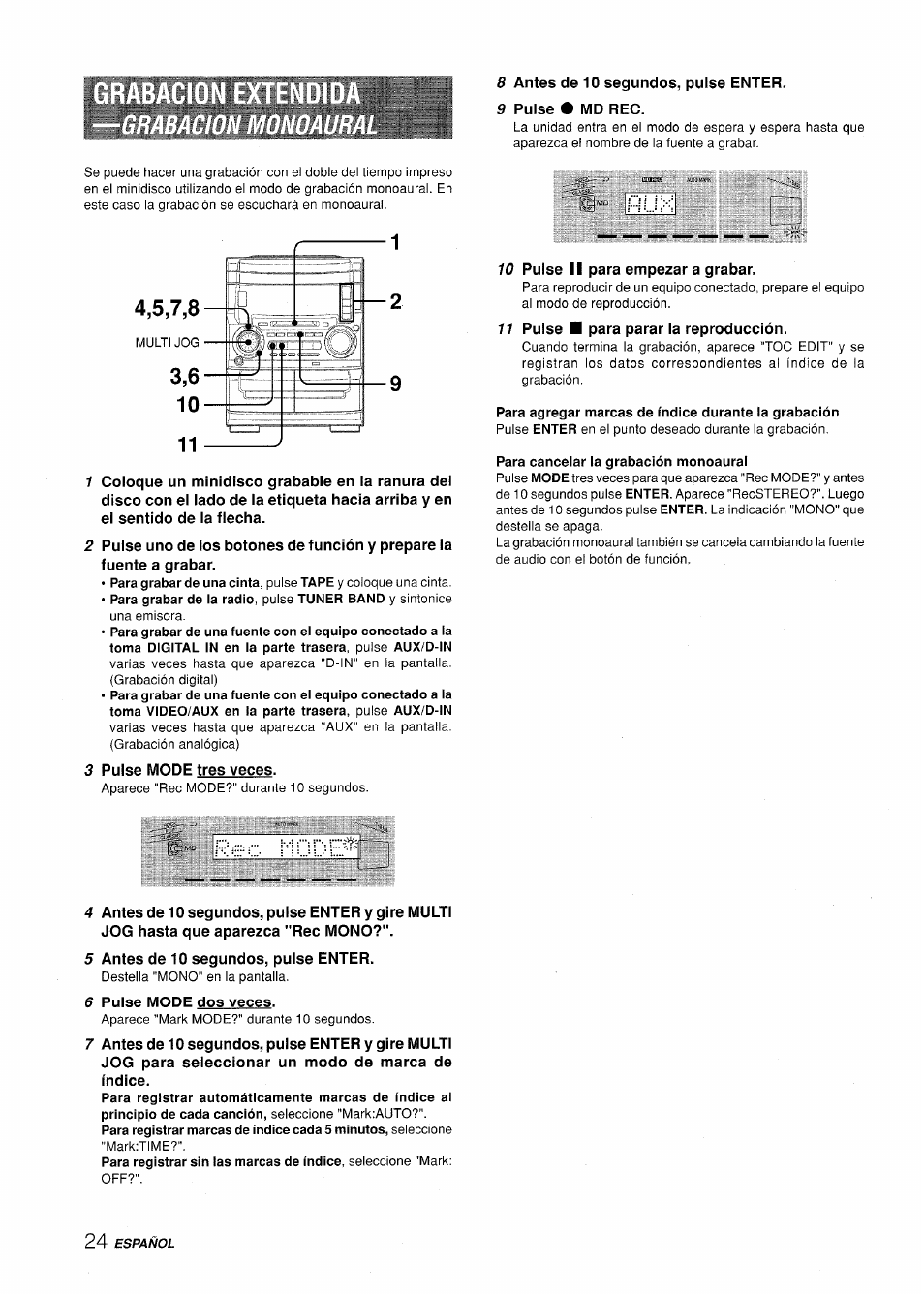 C-- rec mode | Aiwa XR-H330MD User Manual | Page 64 / 124