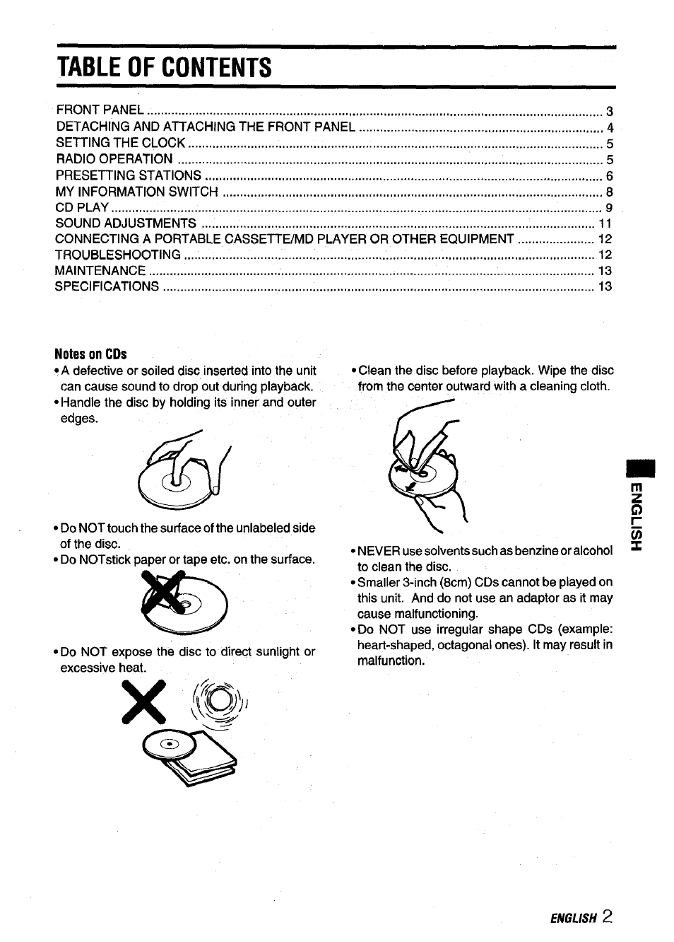 Aiwa CDC-X116 User Manual | Page 3 / 44