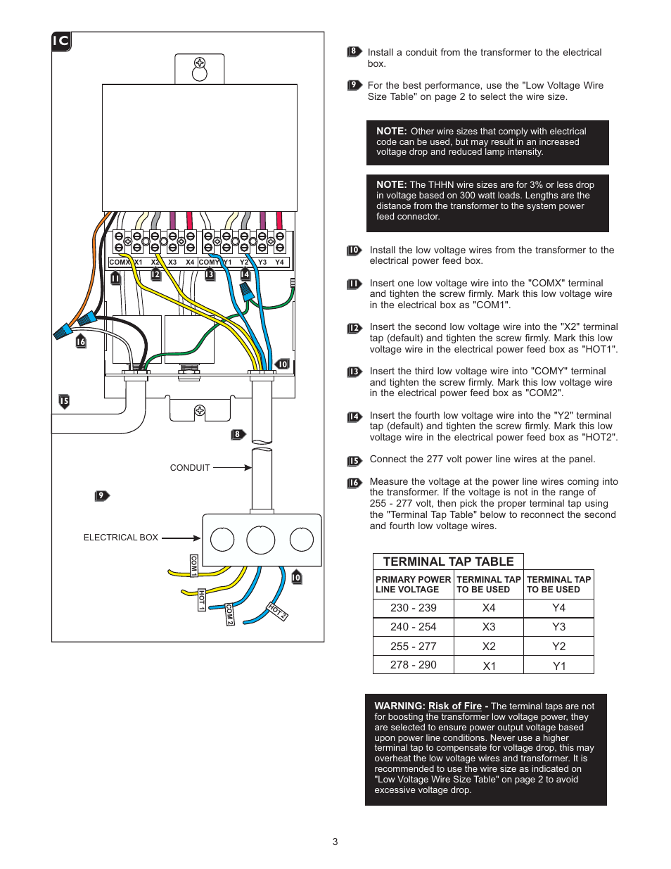 1a 1c, Terminal tap table | LBL Lighting MO Rmt Mag Xfmr 600w 277v/12v User Manual | Page 3 / 4