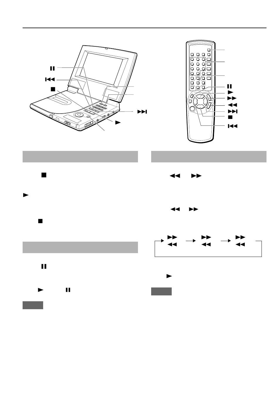 Press, To clear the resumed point, Press a during playback | To return to normal playback, Press or on the remote control during playback, Stopping playback fast forward, reverse, Still (pause), Playing back (continued) | Aiwa XD-DW7U User Manual | Page 15 / 54