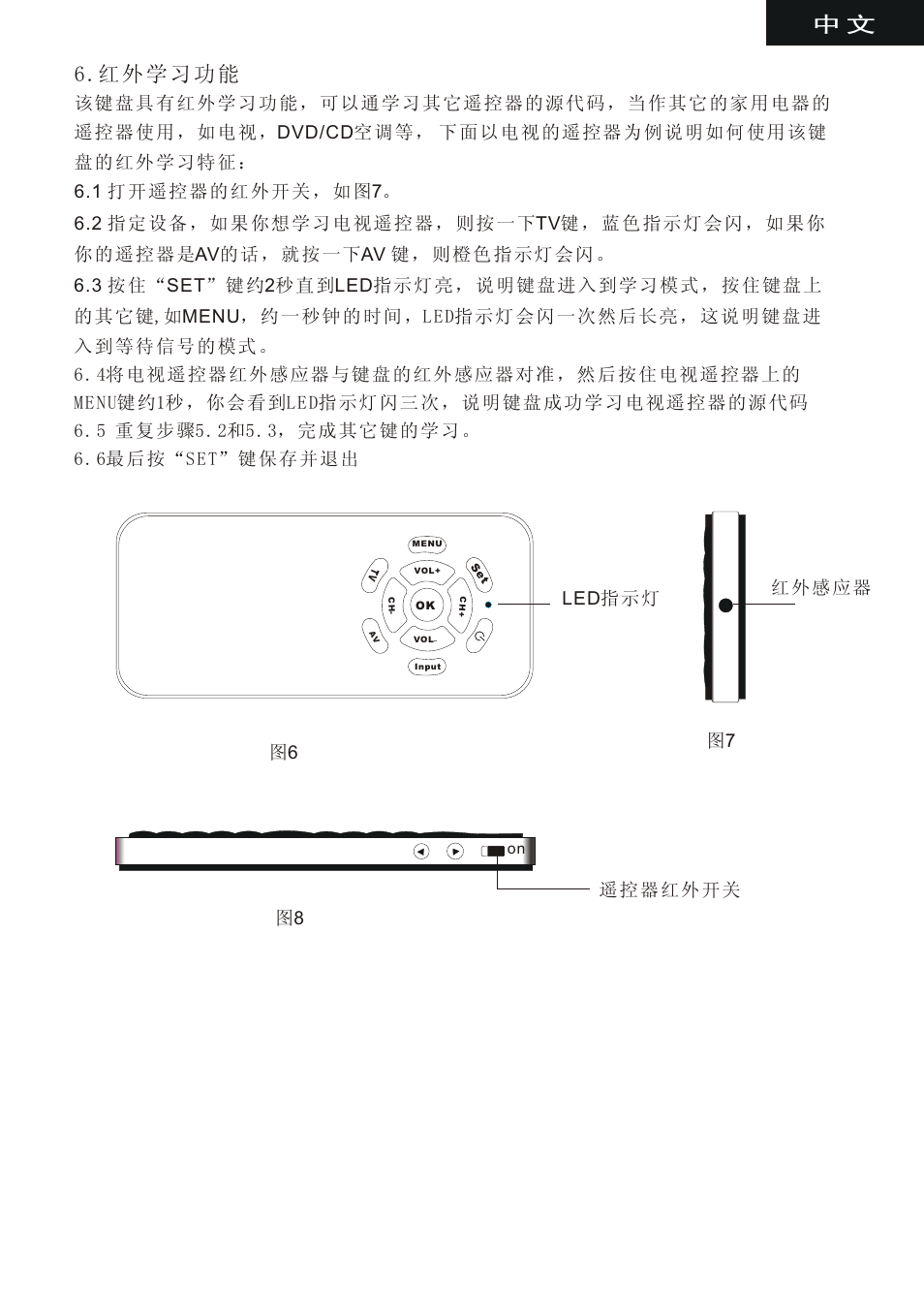 页 12, 红 外学 习功能, 图6 图7 图8 | iPazzPort KP-810-16 User Manual | Page 12 / 14