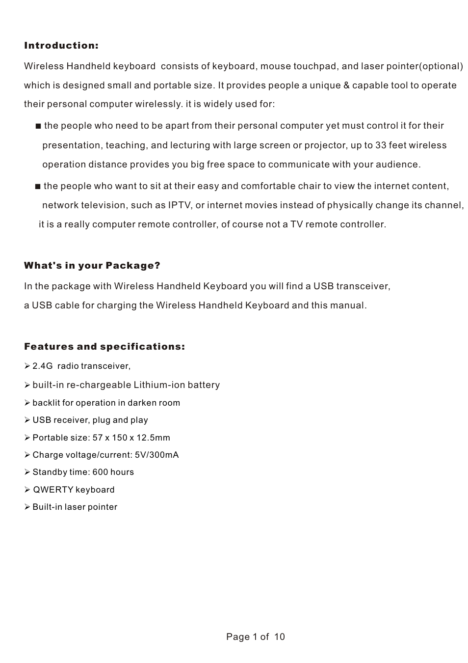 页面 2 | iPazzPort KP-810-10A User Manual | Page 2 / 17