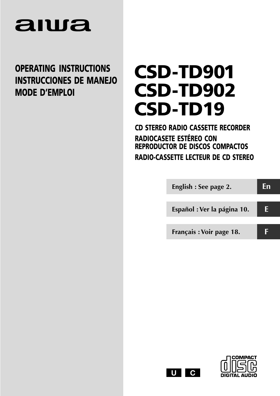 Aiwa CSD-TD19 User Manual | 26 pages