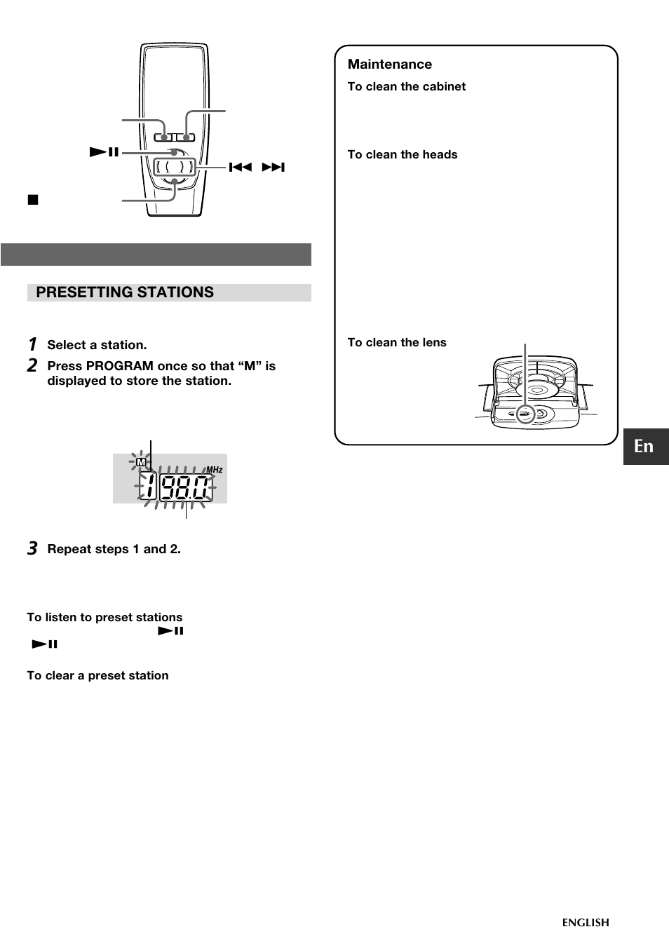 Presetting stations | Aiwa CSD-TD19 User Manual | Page 7 / 26