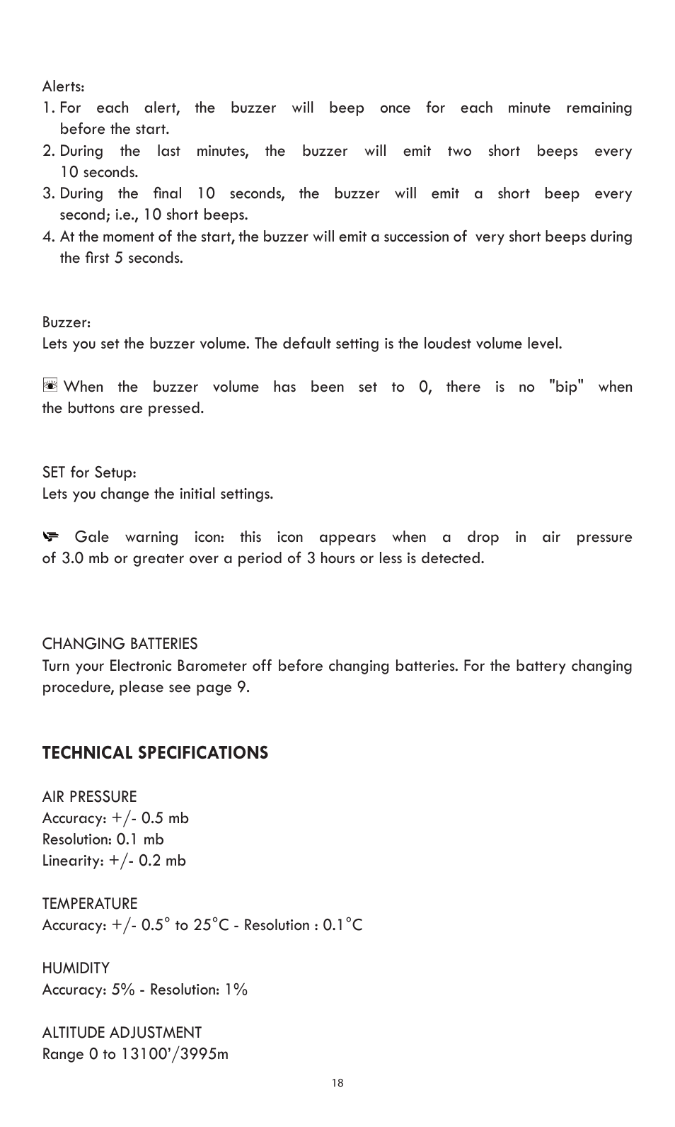 Weems and Plath Electronic Barometer User Manual | Page 18 / 20