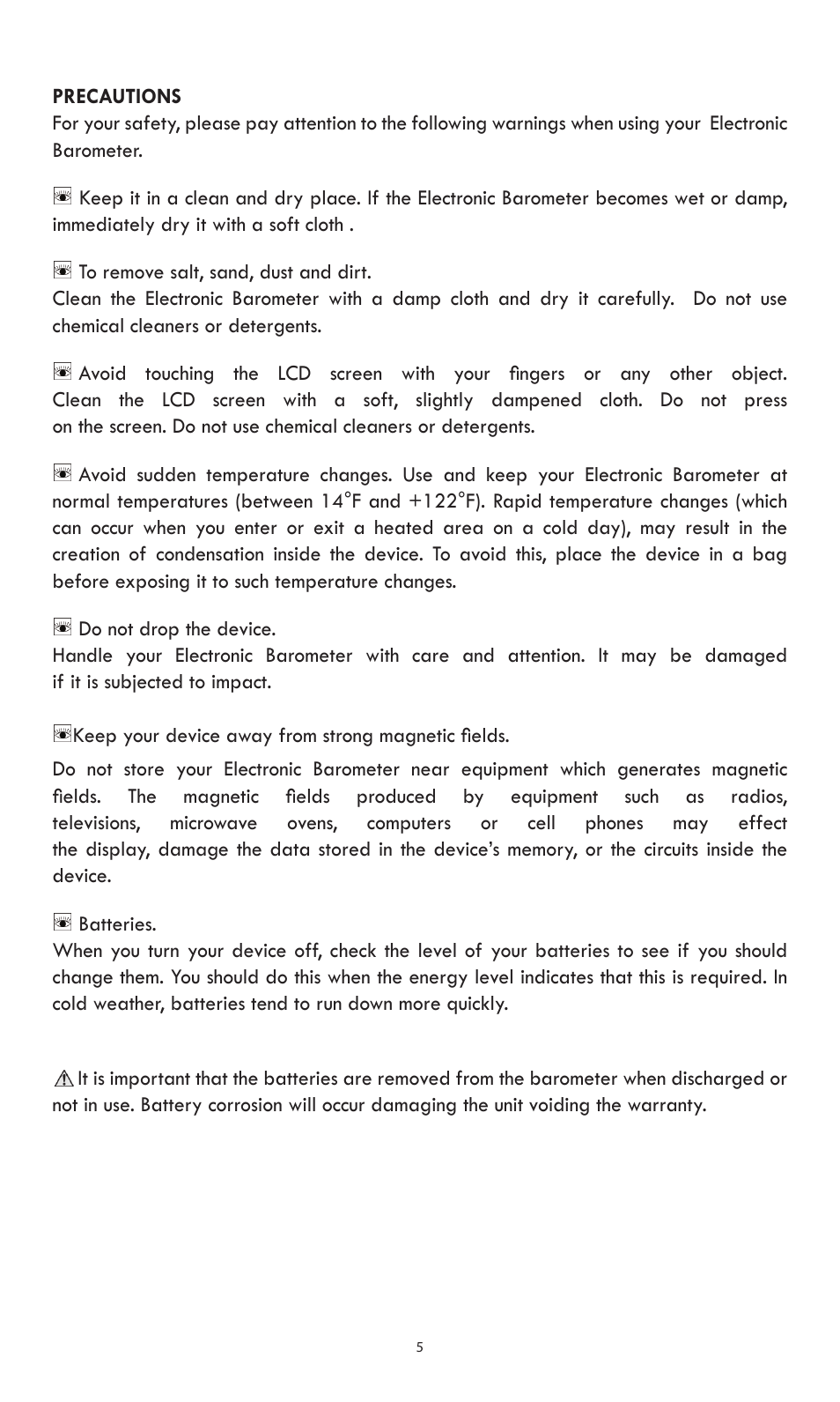 Weems and Plath Electronic Barometer User Manual | Page 5 / 20