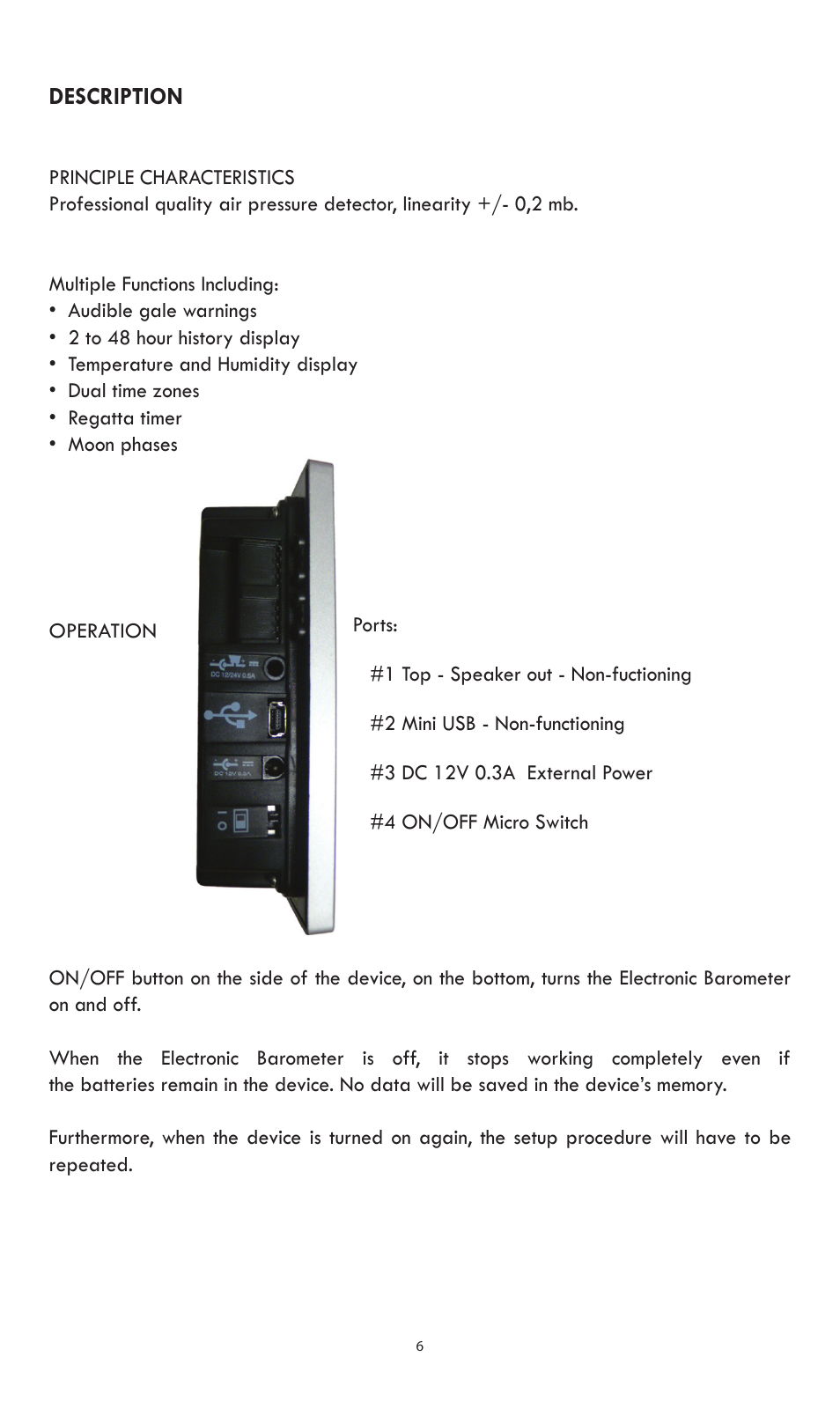 Description | Weems and Plath Electronic Barometer User Manual | Page 6 / 20