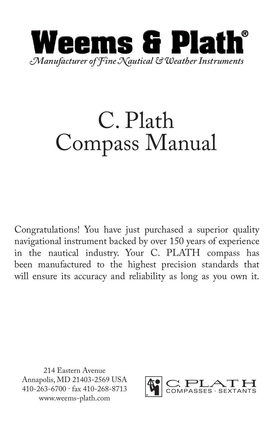 Weems and Plath Venus Binnacle (Black) User Manual | 12 pages