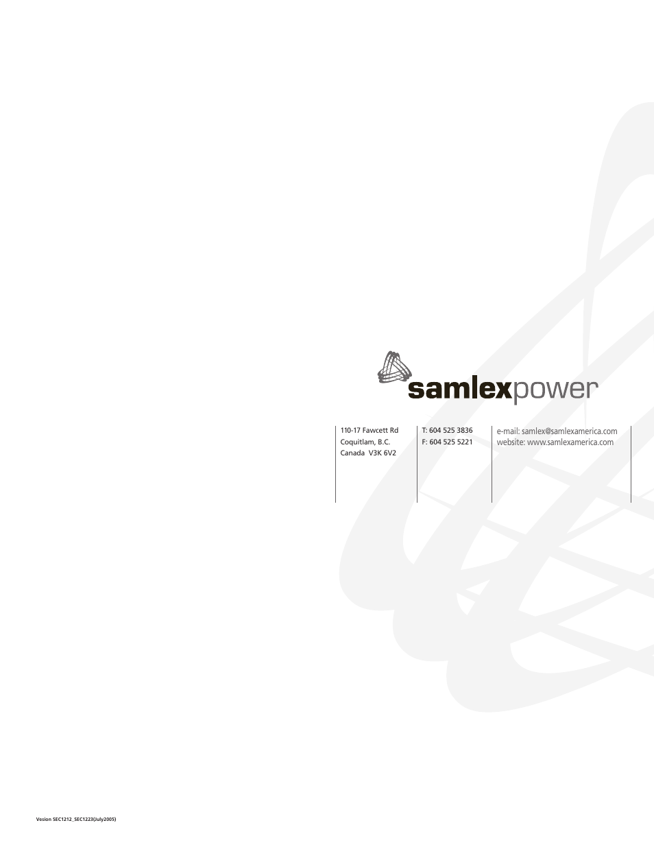 Samlex America SEC-1223 User Manual | Page 16 / 16