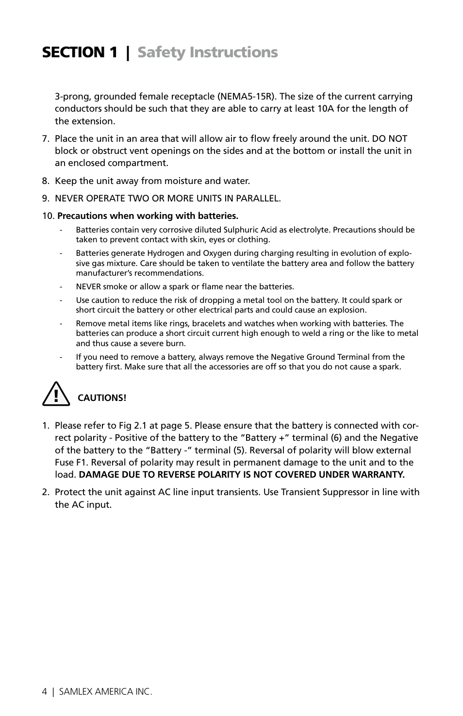 Samlex America SEC-1223BBM User Manual | Page 4 / 24