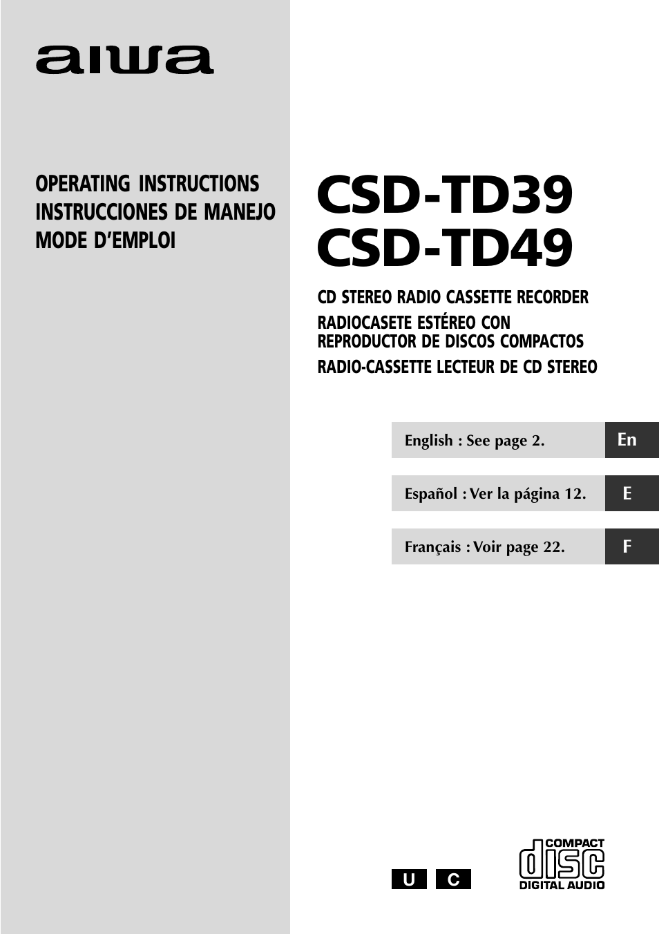 Aiwa CSD-TD49 User Manual | 12 pages