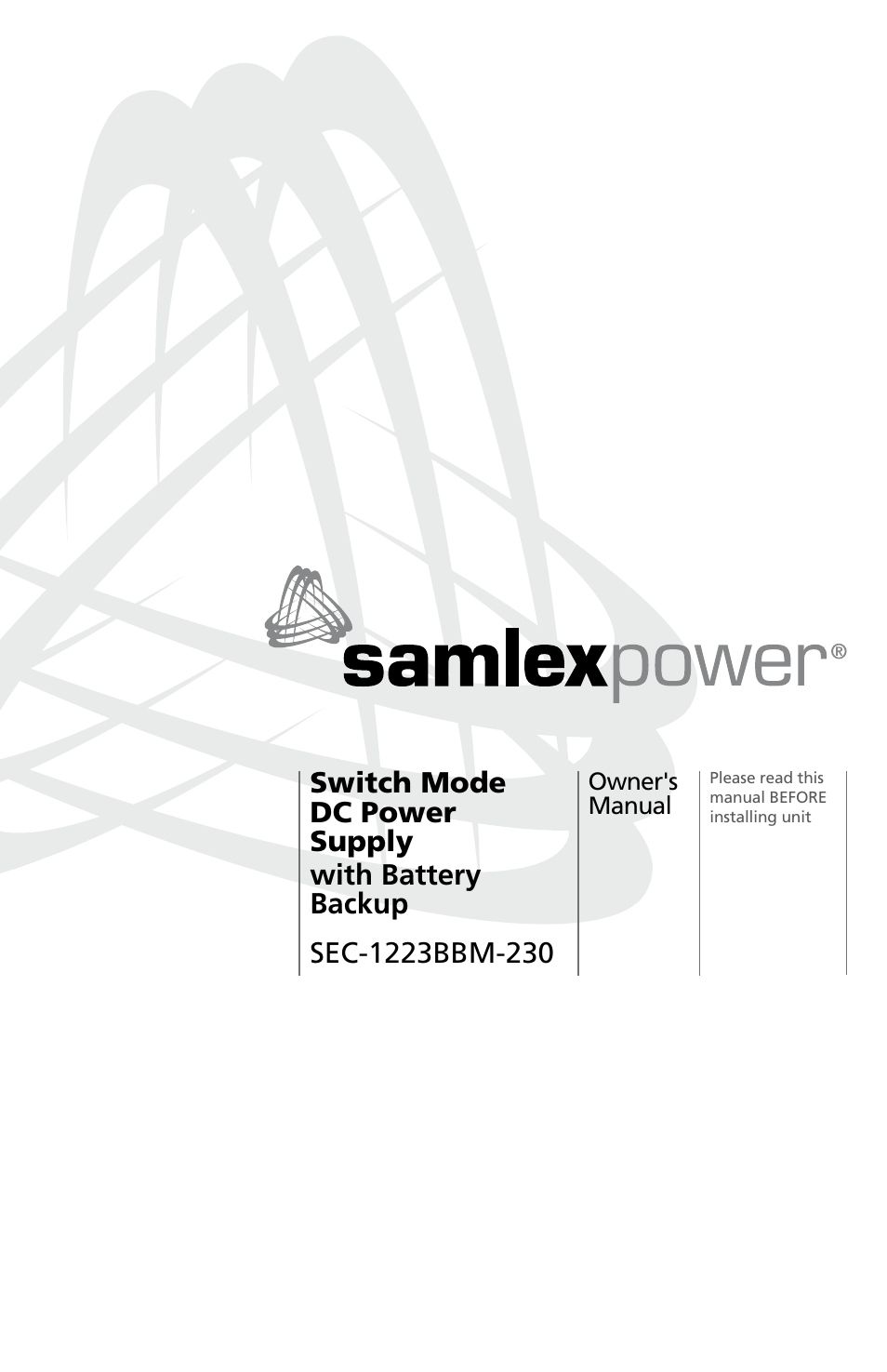 Samlex America SEC-1223BBM-230 User Manual | 24 pages