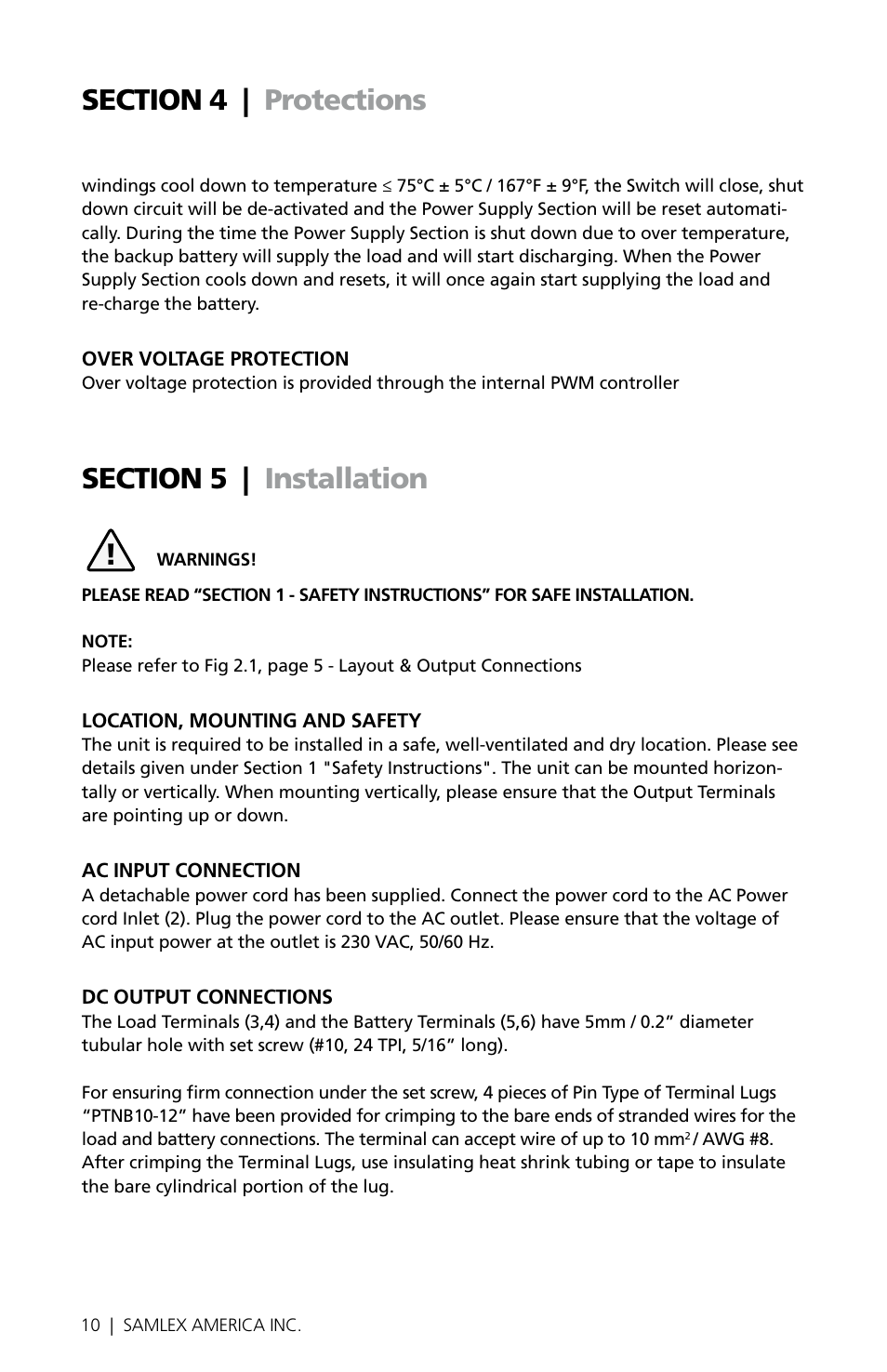 Samlex America SEC-1223BBM-230 User Manual | Page 10 / 24