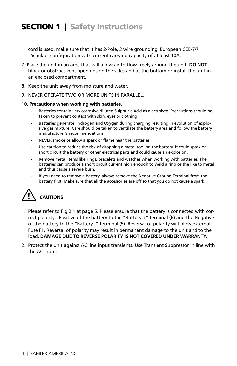 Samlex America SEC-1223BBM-230 User Manual | Page 4 / 24