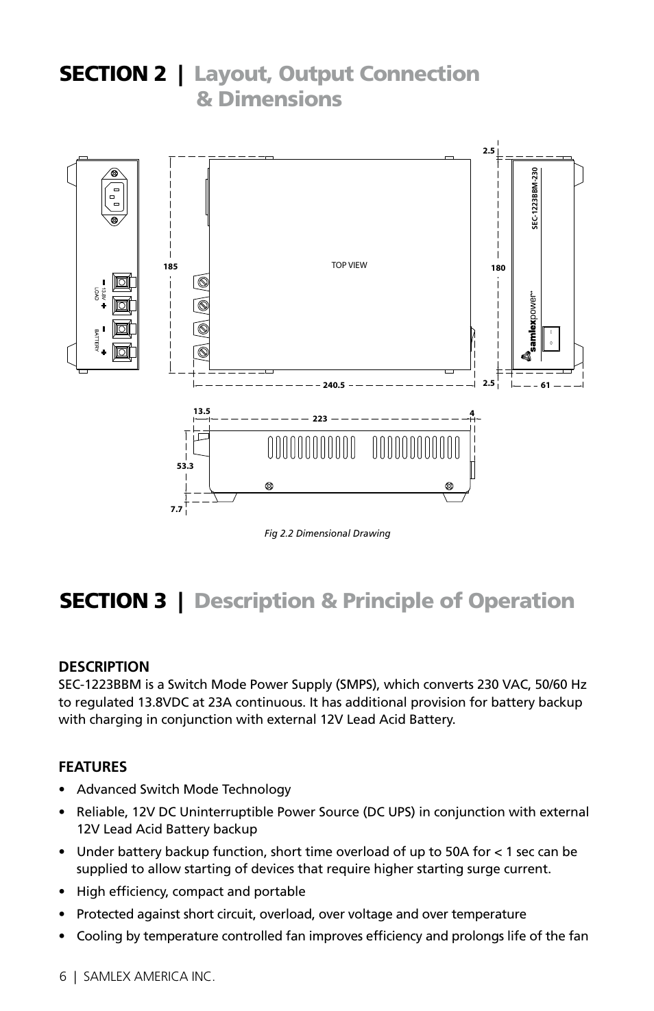 Samlex America SEC-1223BBM-230 User Manual | Page 6 / 24