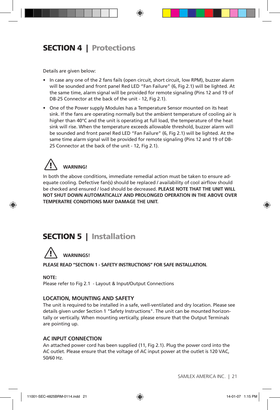 Samlex America SEC-4825BRM User Manual | Page 21 / 36