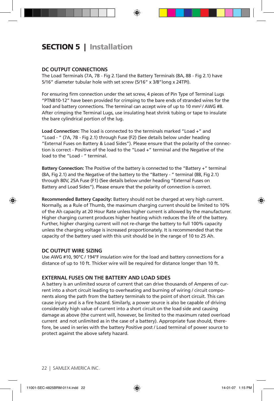 Samlex America SEC-4825BRM User Manual | Page 22 / 36