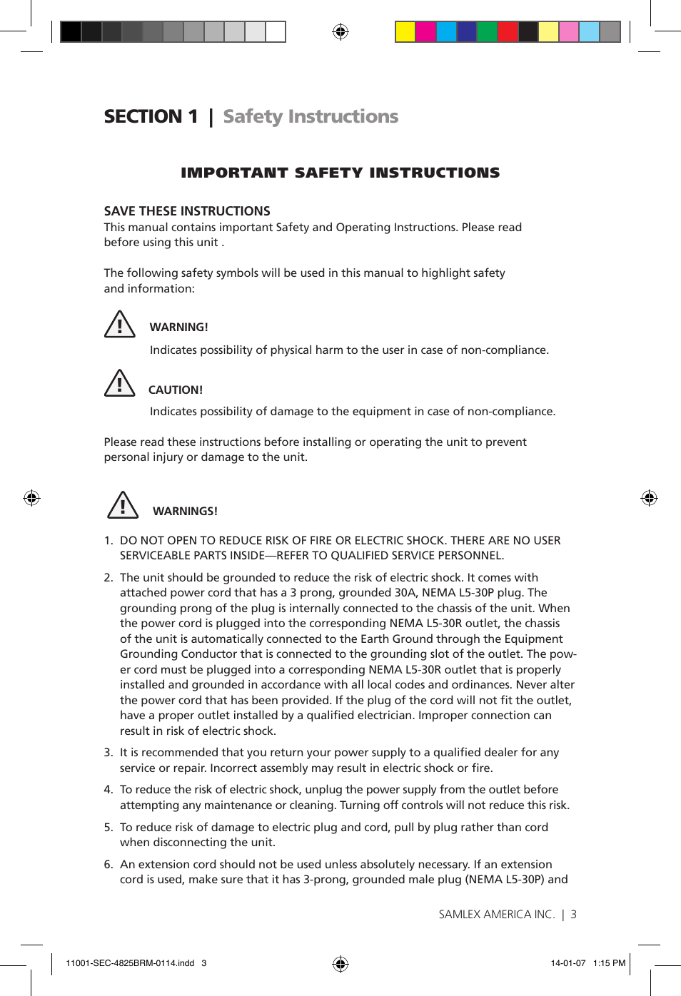 Samlex America SEC-4825BRM User Manual | Page 3 / 36