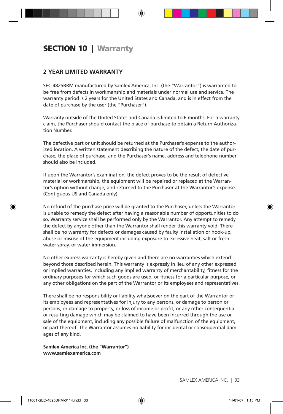 Samlex America SEC-4825BRM User Manual | Page 33 / 36