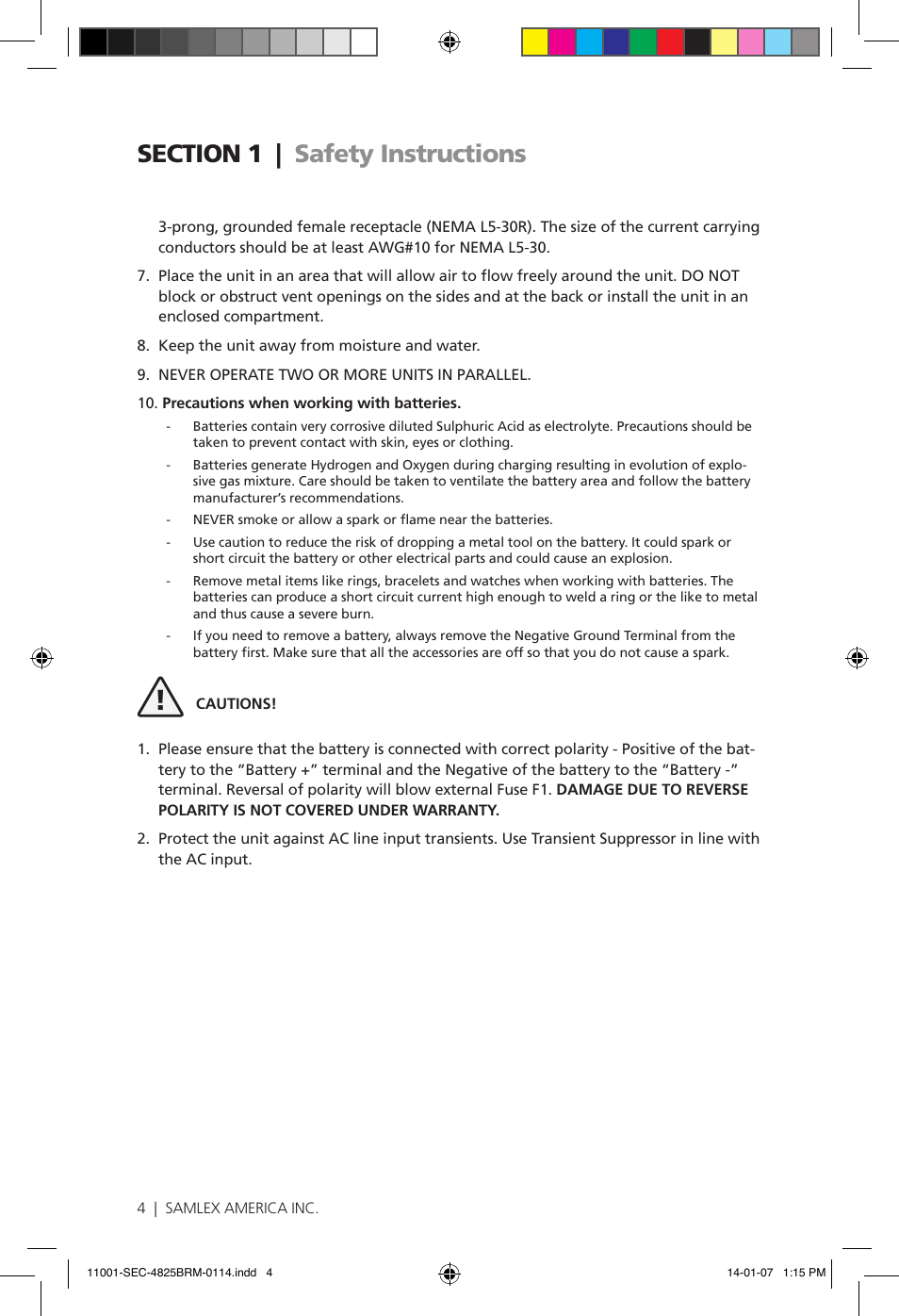 Samlex America SEC-4825BRM User Manual | Page 4 / 36