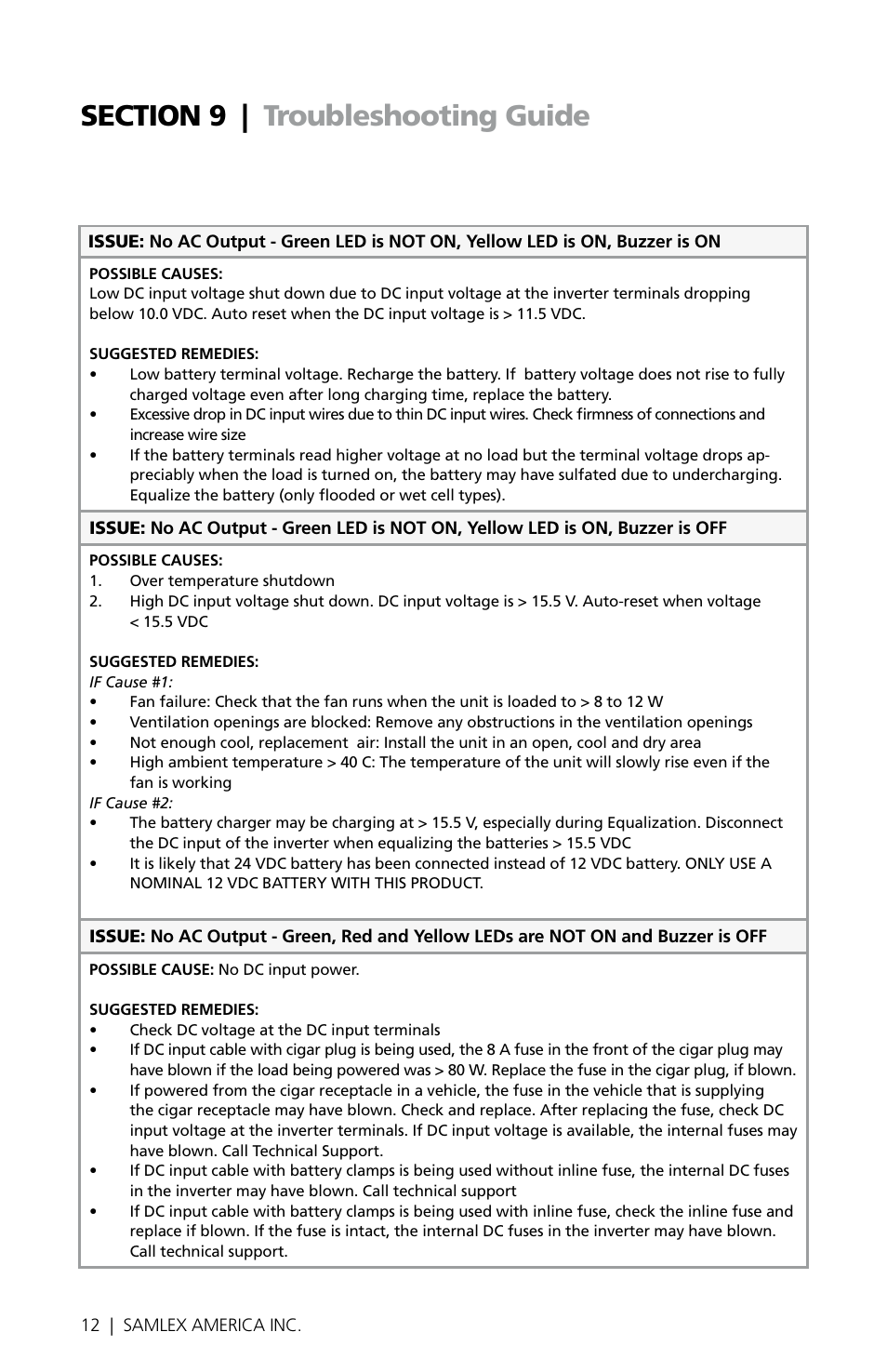 Samlex America SAM-450-12E User Manual | Page 12 / 16