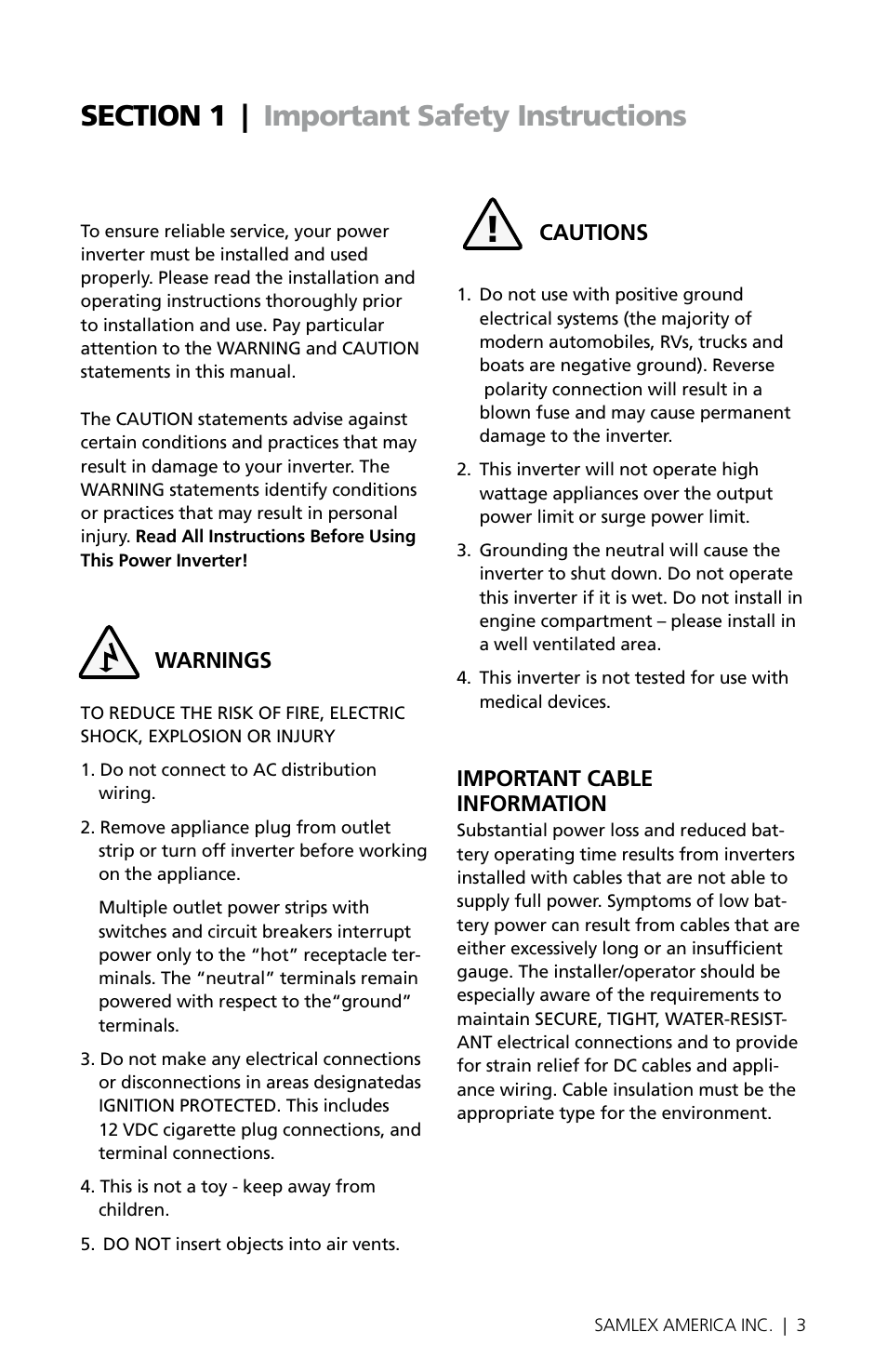 Samlex America SAM-450-12E User Manual | Page 3 / 16