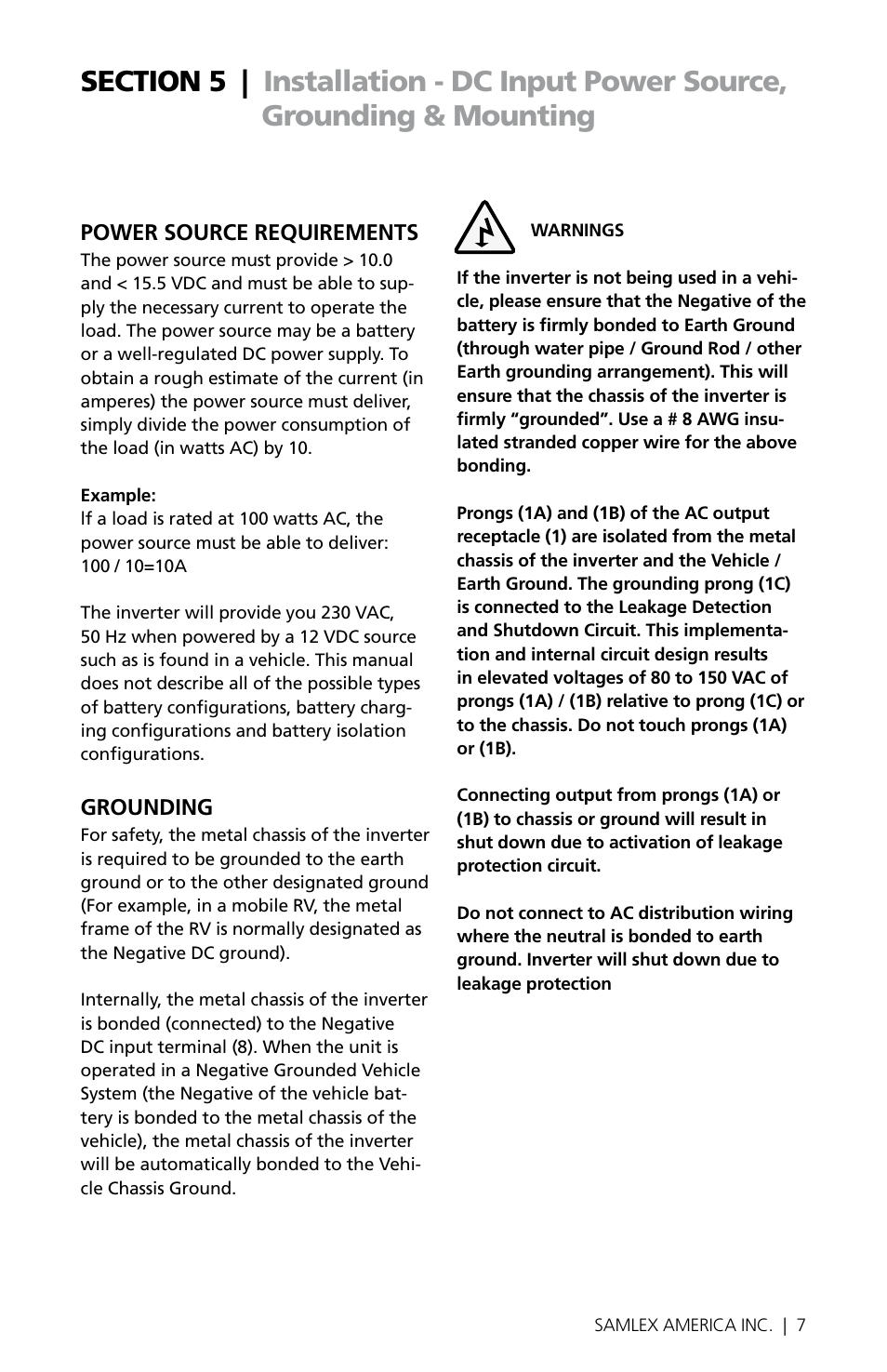 Samlex America SAM-450-12E User Manual | Page 7 / 16