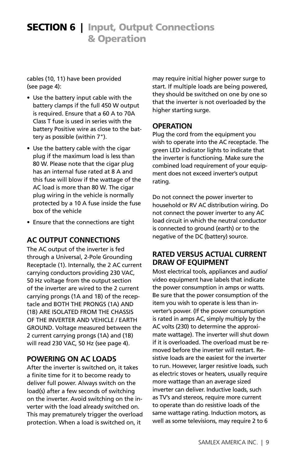 Samlex America SAM-450-12E User Manual | Page 9 / 16