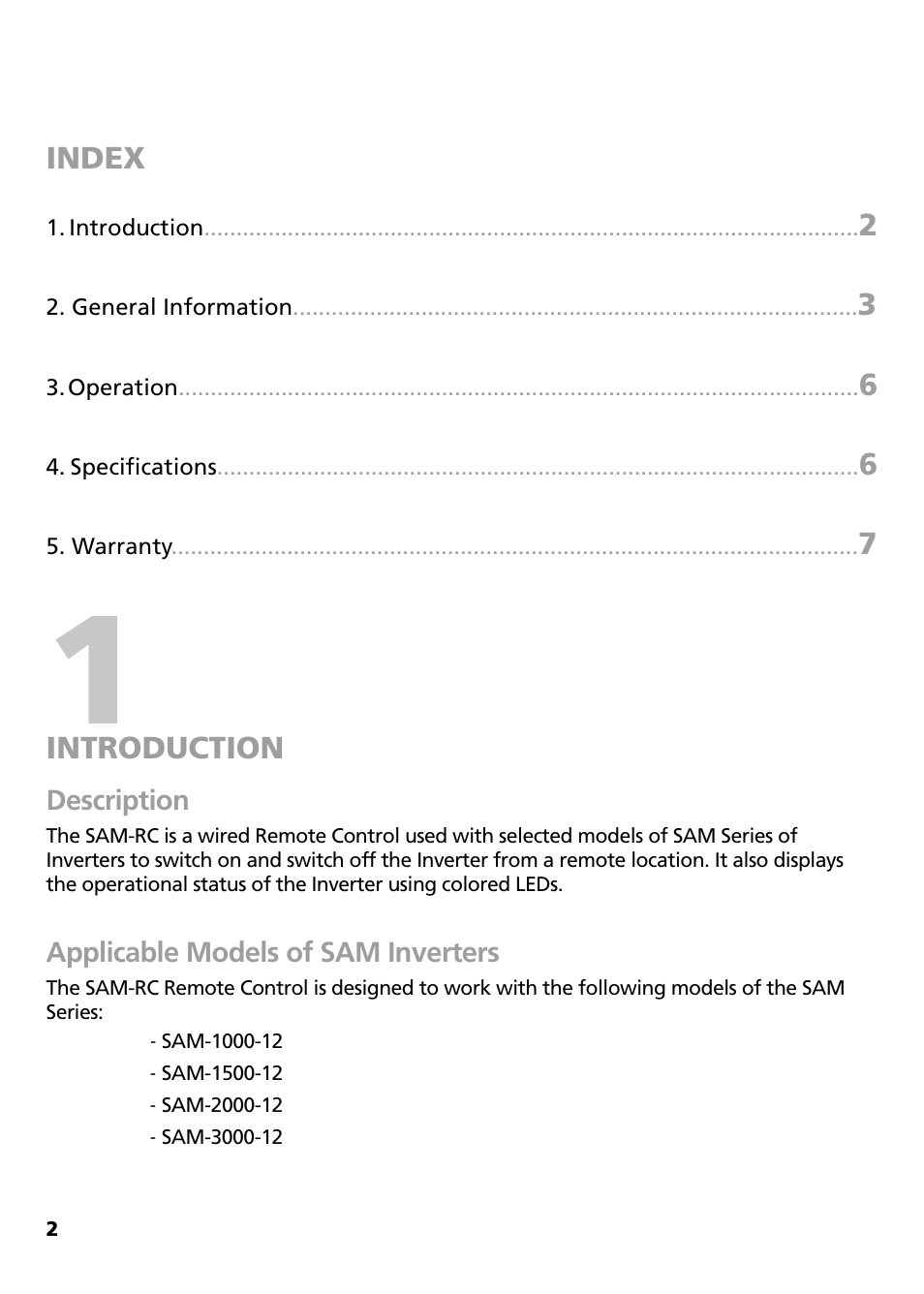 Samlex America SAM-RC User Manual | Page 2 / 8
