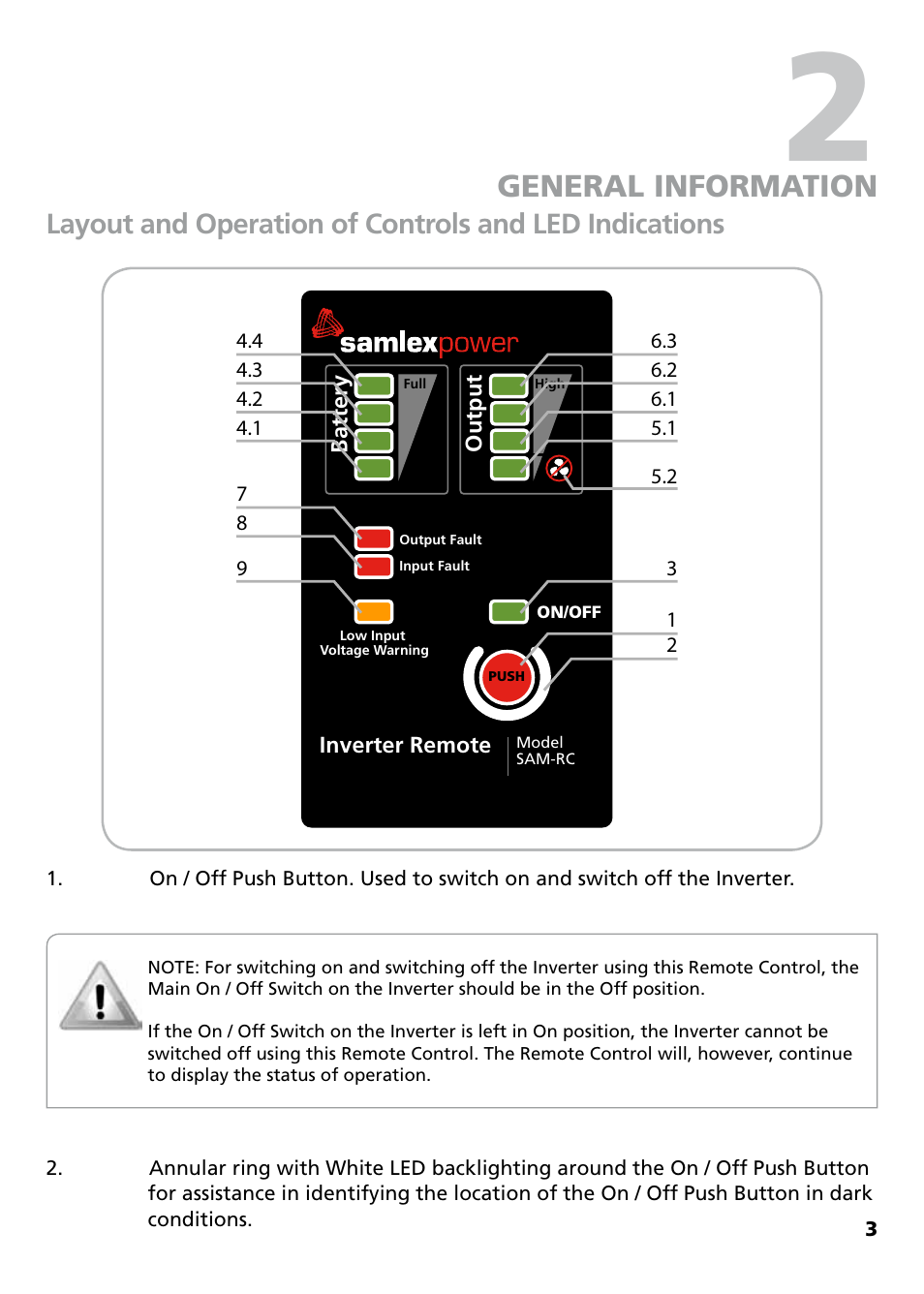 General information | Samlex America SAM-RC User Manual | Page 3 / 8