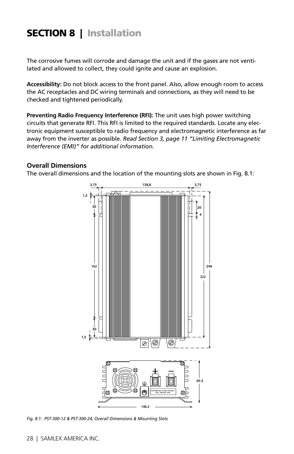 Overall dimensions | Samlex America PST-300-24 User Manual | Page 28 / 44