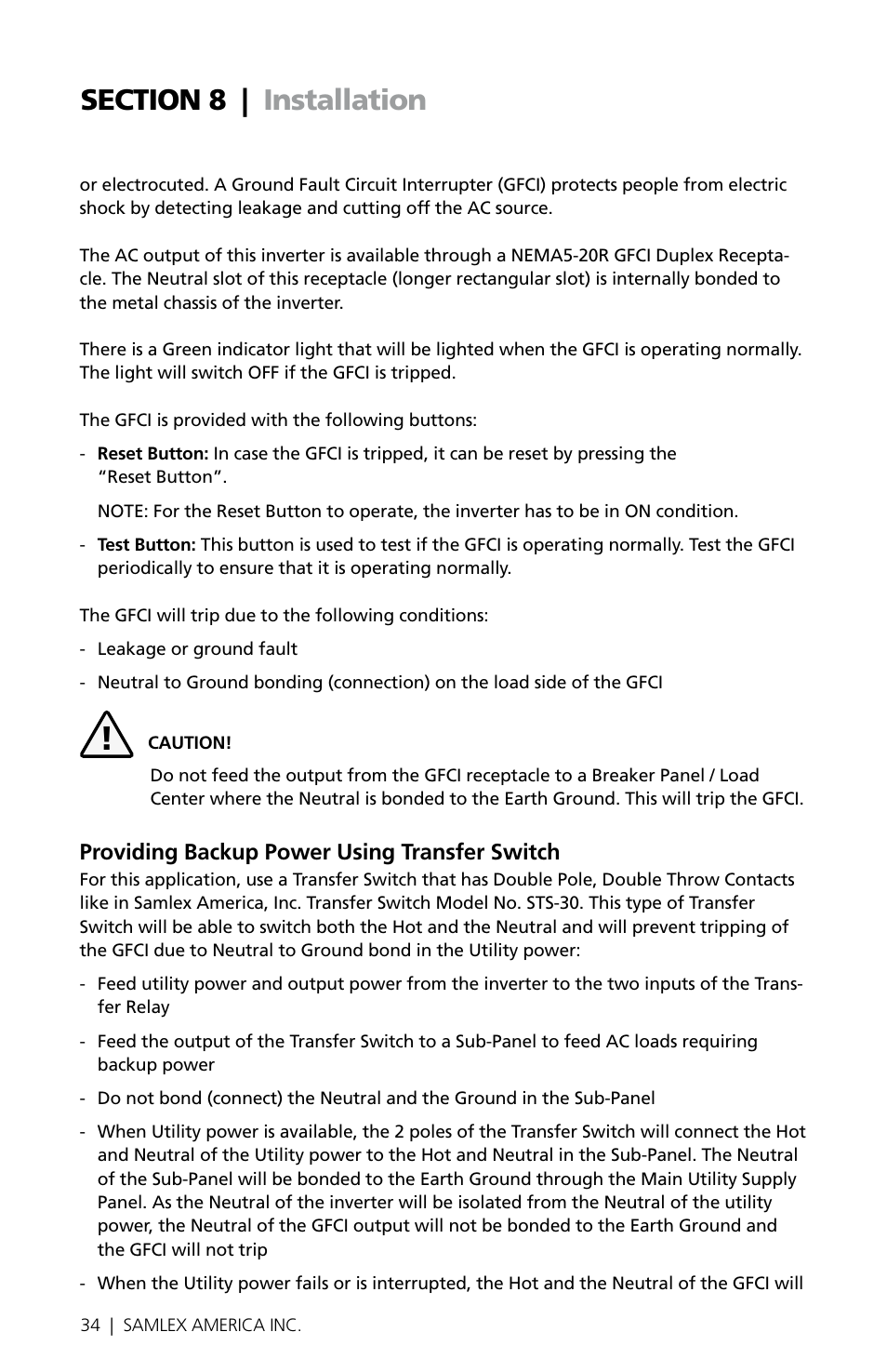 Samlex America PST-300-24 User Manual | Page 34 / 44