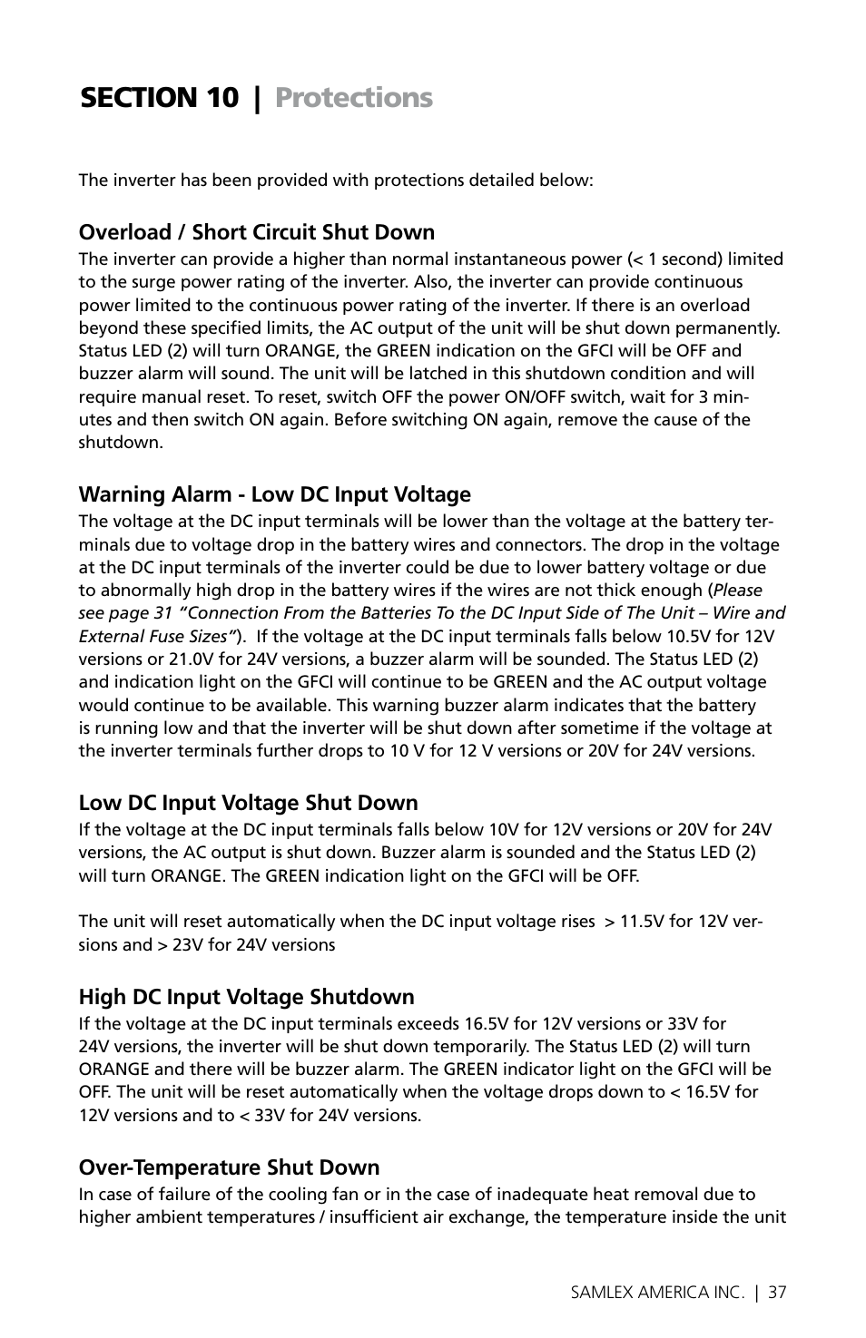 Samlex America PST-300-24 User Manual | Page 37 / 44