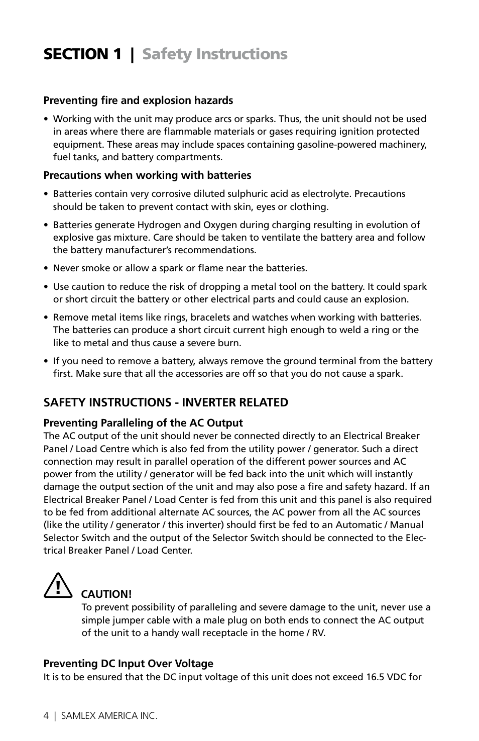 Samlex America PST-300-24 User Manual | Page 4 / 44