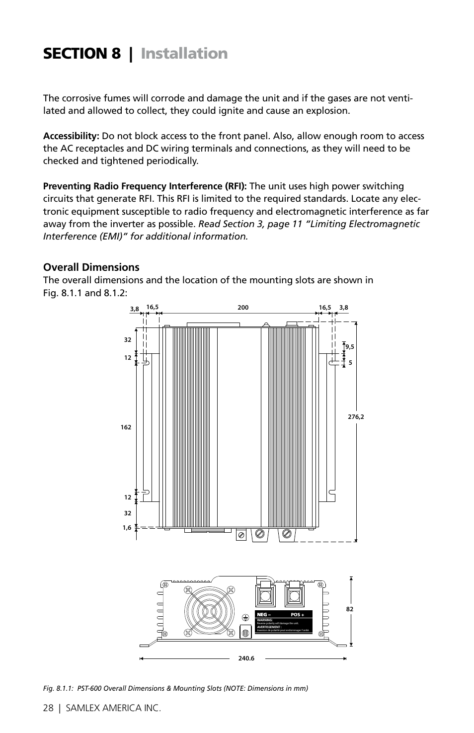 Overall dimensions | Samlex America PST-1000-24 User Manual | Page 28 / 48