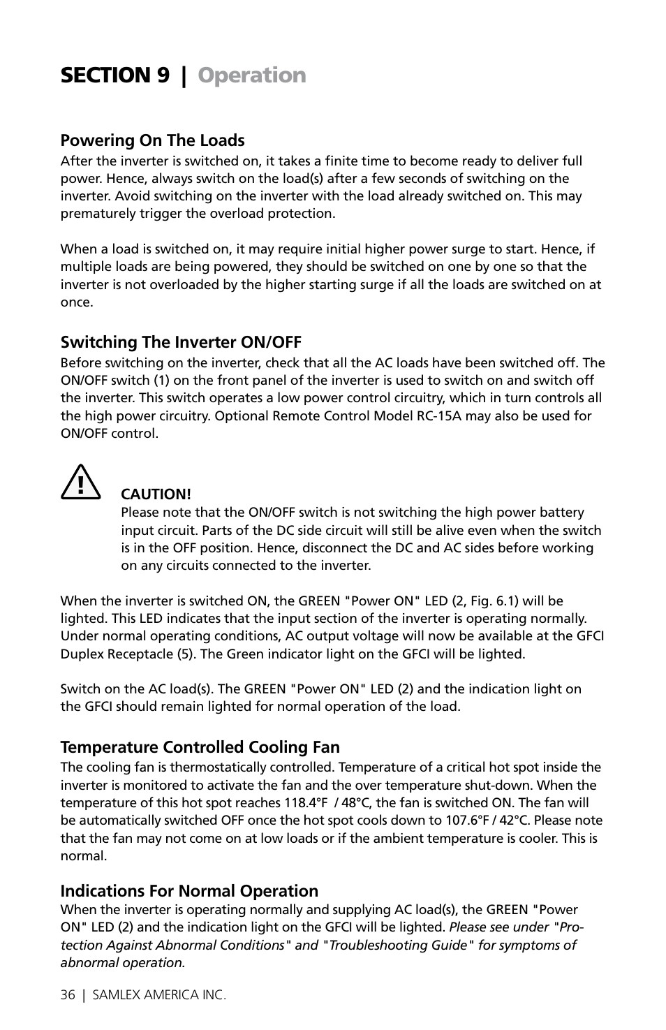 Samlex America PST-1000-24 User Manual | Page 36 / 48