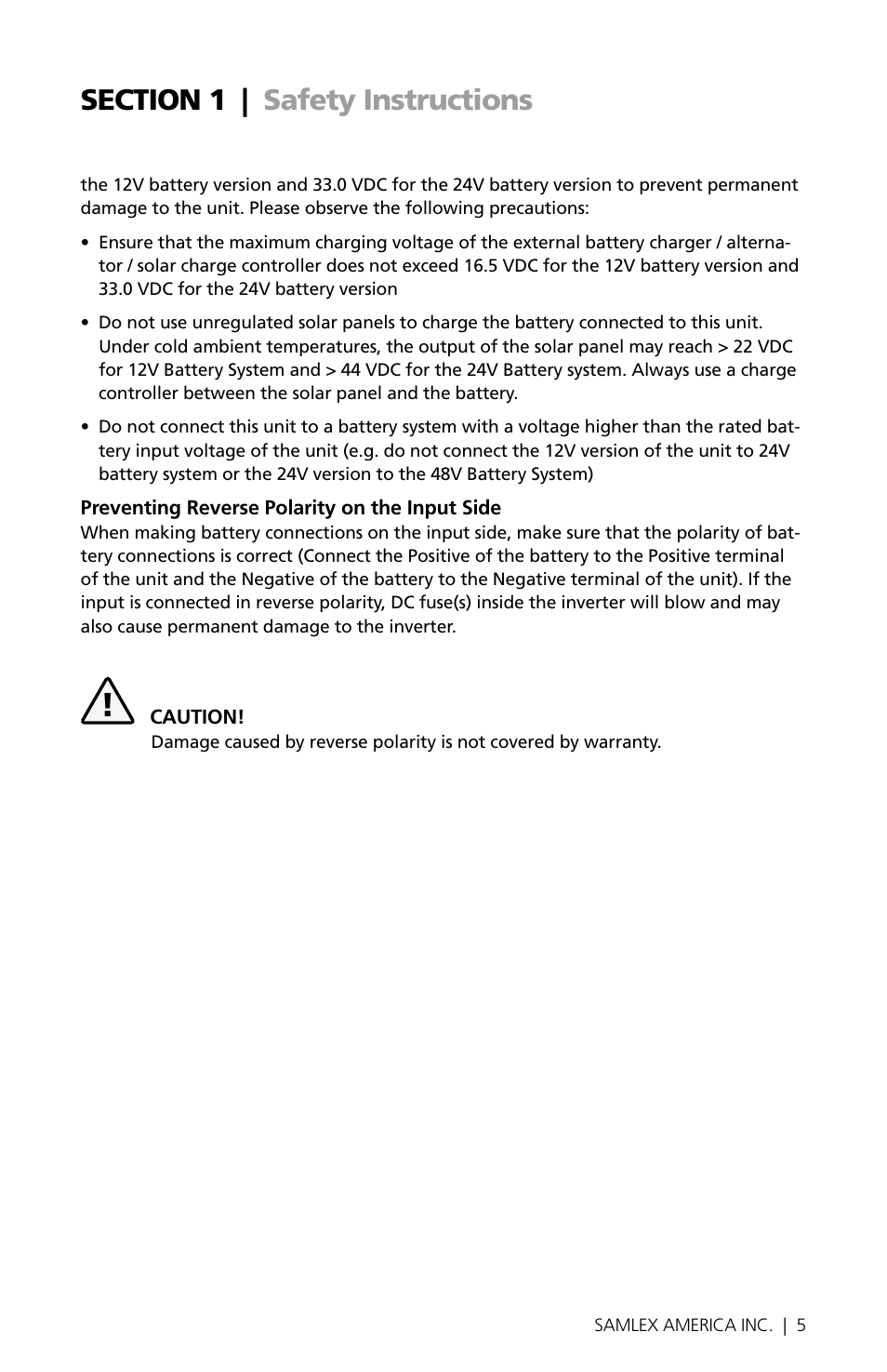 Samlex America PST-1000-24 User Manual | Page 5 / 48