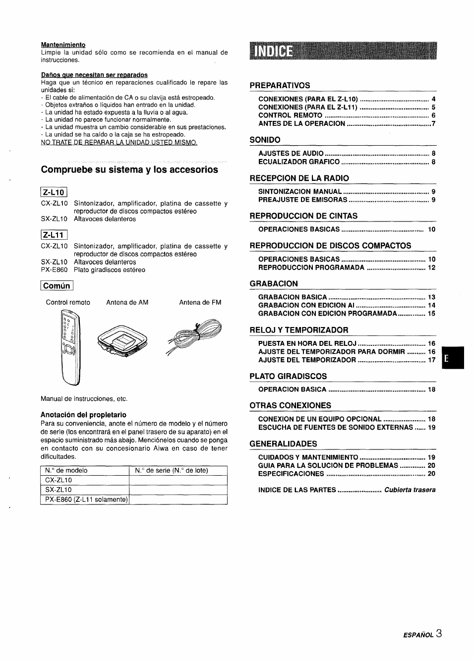 Compruebe su sistema y los accesorios | Aiwa CX-ZL10 User Manual | Page 23 / 63