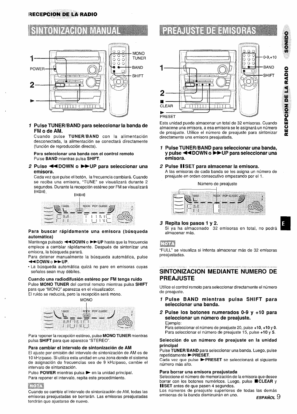 Az o, Sintonizacion mediante numero de preajuste | Aiwa CX-ZL10 User Manual | Page 29 / 63