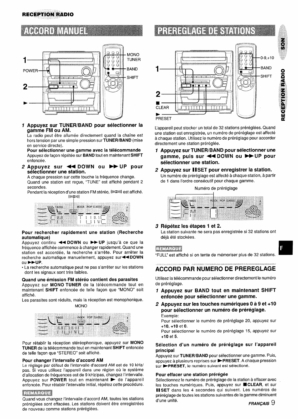 Accord par numefio de prereglage | Aiwa CX-ZL10 User Manual | Page 49 / 63